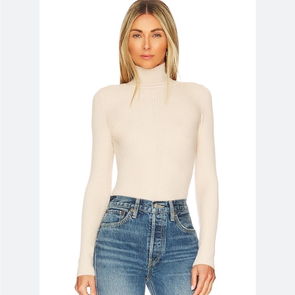 House of Harlow 1960 Peyton Turtleneck Sweater ribbed fitted size XS cream